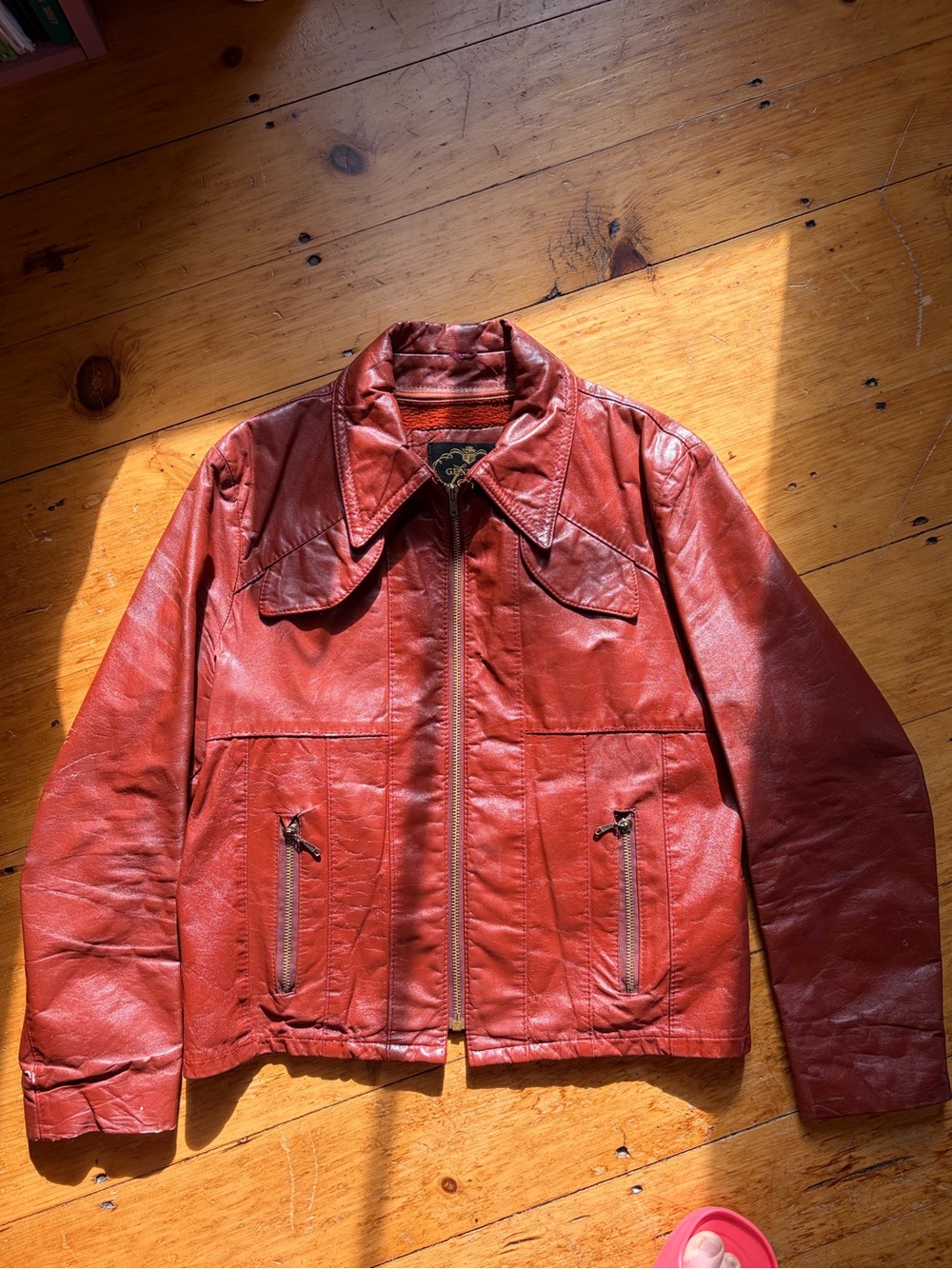 Vintage Men's Genuine Red Leather Jacket